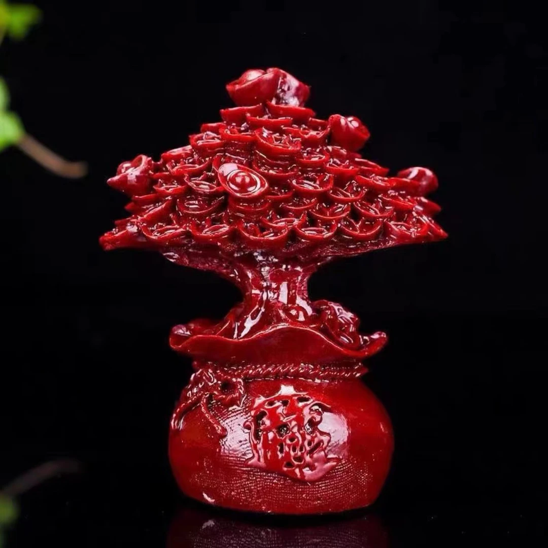 朱砂摇钱树紫金砂摇钱树聚宝盆祈福开运居商业大小号桌面祈福摆件