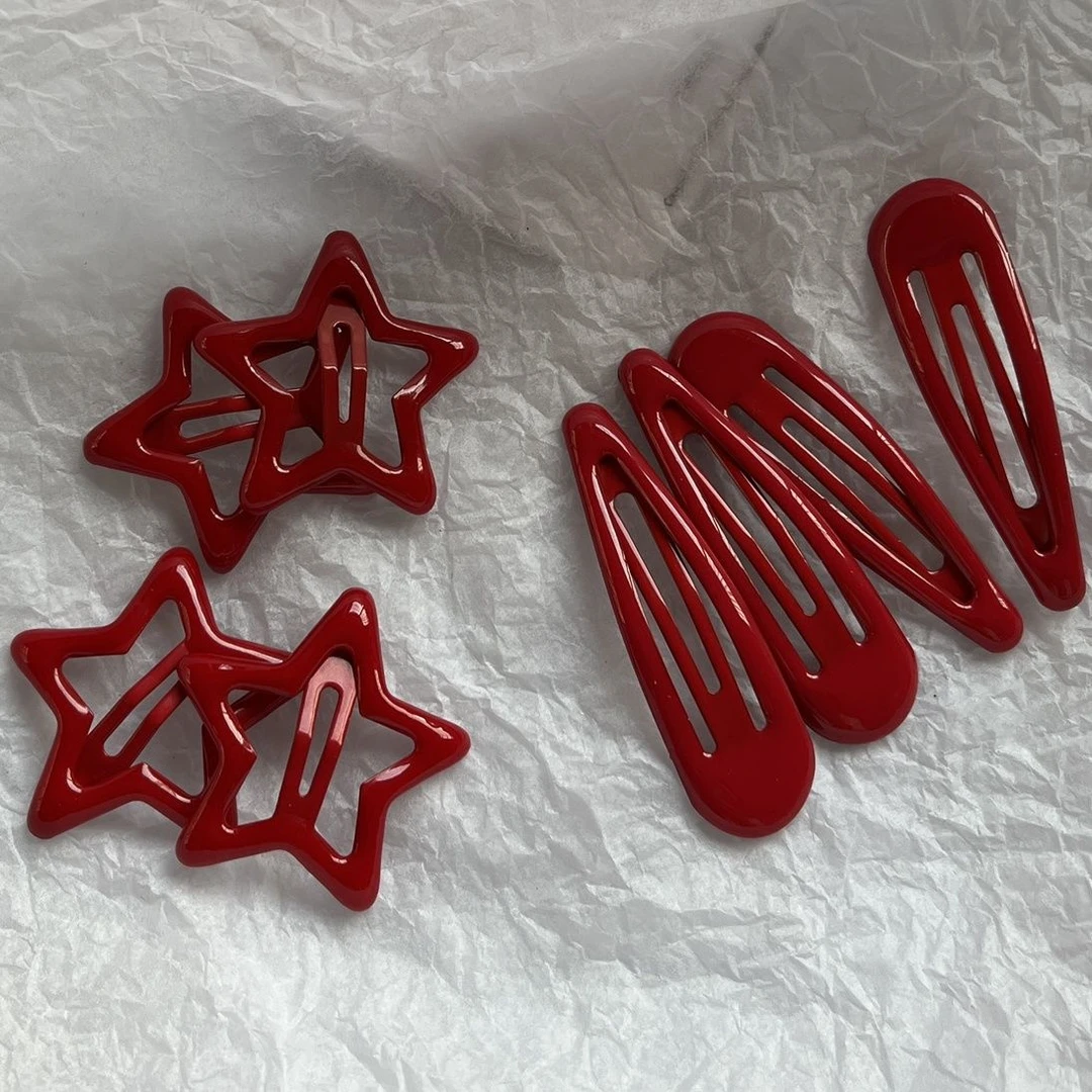 新年喜庆红星星对夹五角星bb夹卡碎发少女发夹公主刘海夹发卡边夹