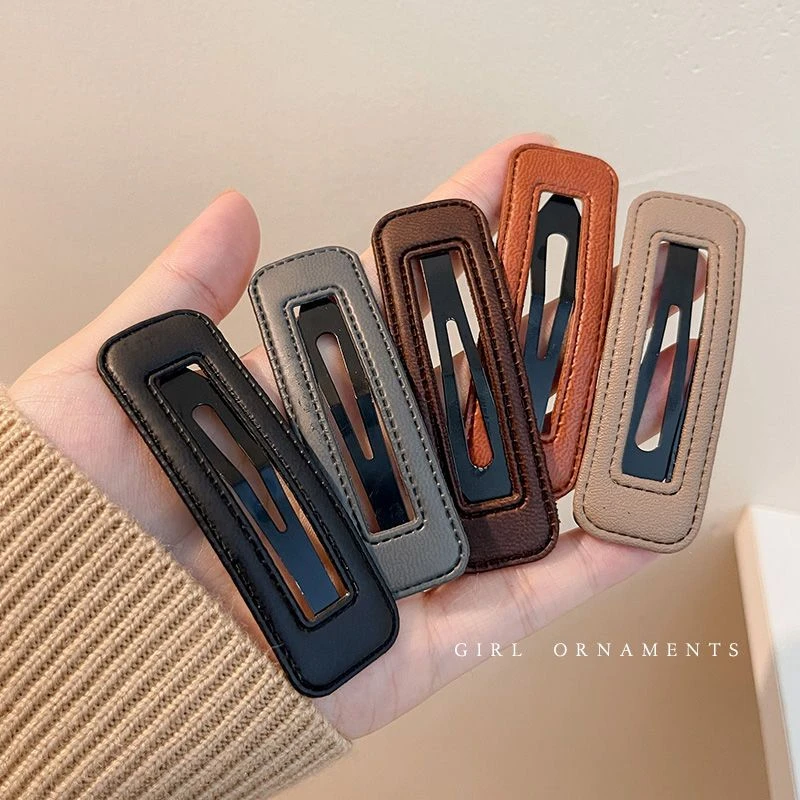 皮发夹女夏季后脑勺侧边刘海夹前额头发发卡皮质夹子头饰卡子发饰