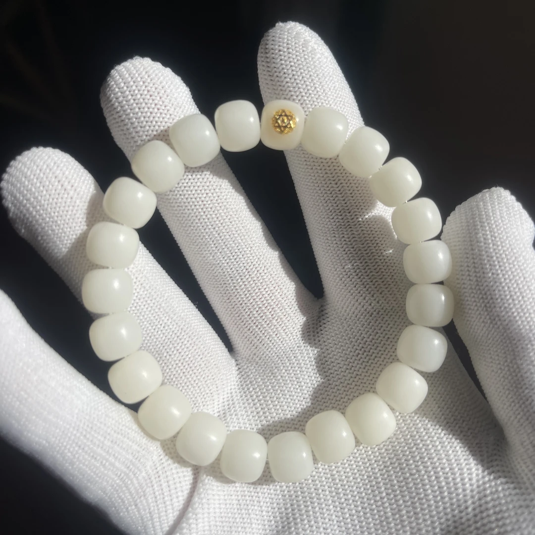 精工毕业单圈菩提根文玩手串男女直切老型 镶嵌标 六芒星
