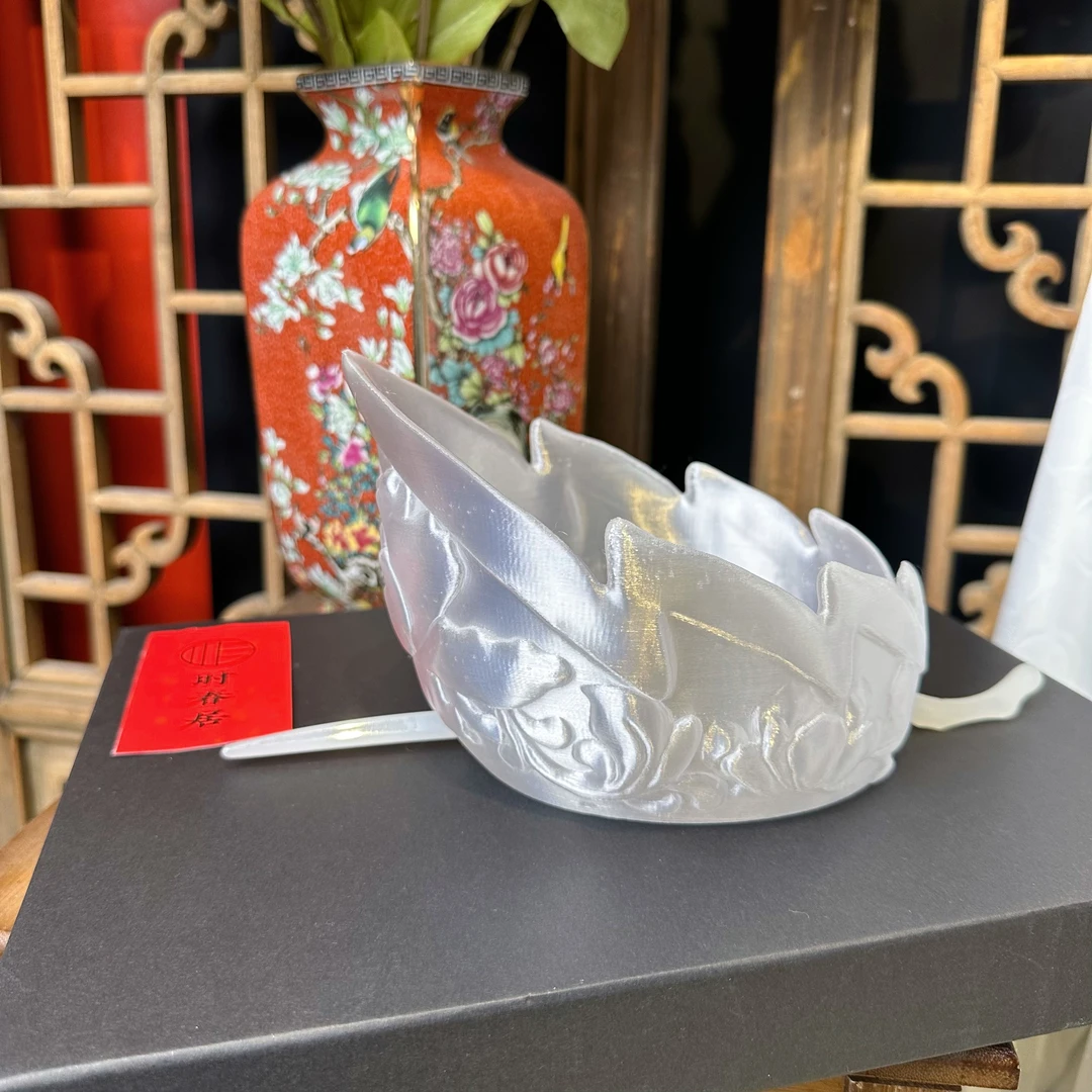 时春居汉服配饰头饰3d打印发冠宋冠《牡丹》