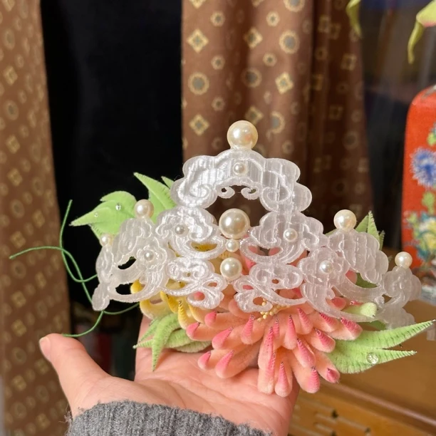 时春居汉服配饰古风3d打印仙气头饰《云与海》