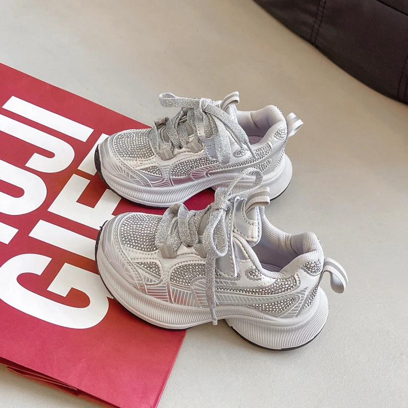 韩版老爹鞋秋季新款闪闪女厚底轻便运动鞋休闲舒适洋气潮牌中大童