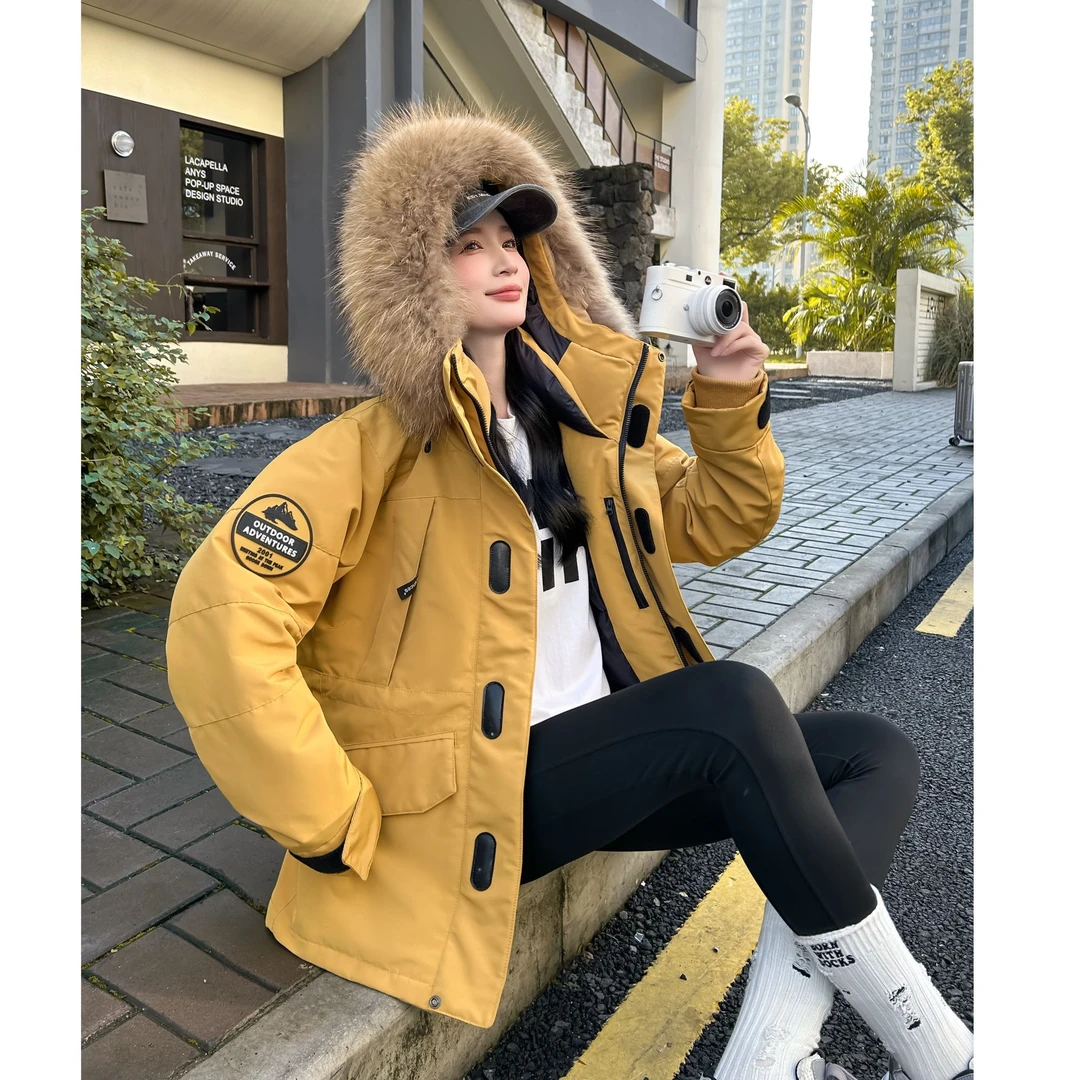 GOOSE SO WARM 【充绒量240g】户外情侣款真貉子大毛领鹅绒服8887