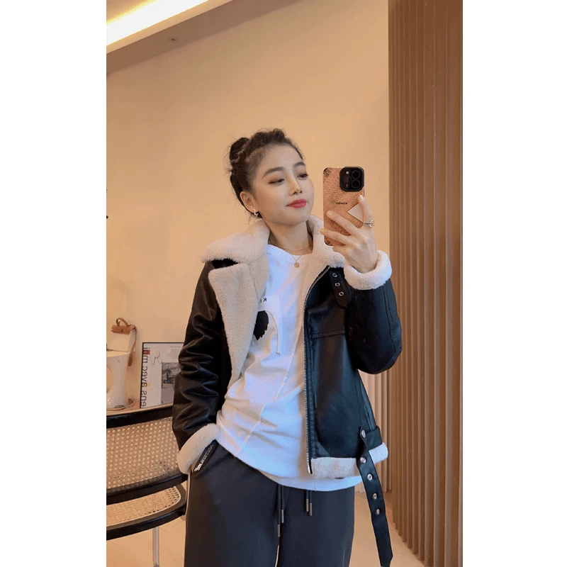 【苏苏家】小个子宽松加厚机车服短款外套女