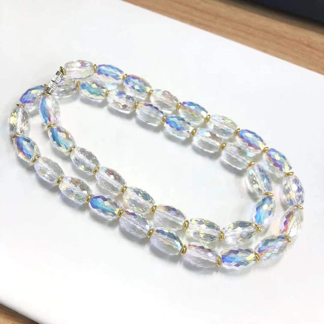 珍藏炫彩白玻陨桶珠项链K10 送礼自戴 多样发
