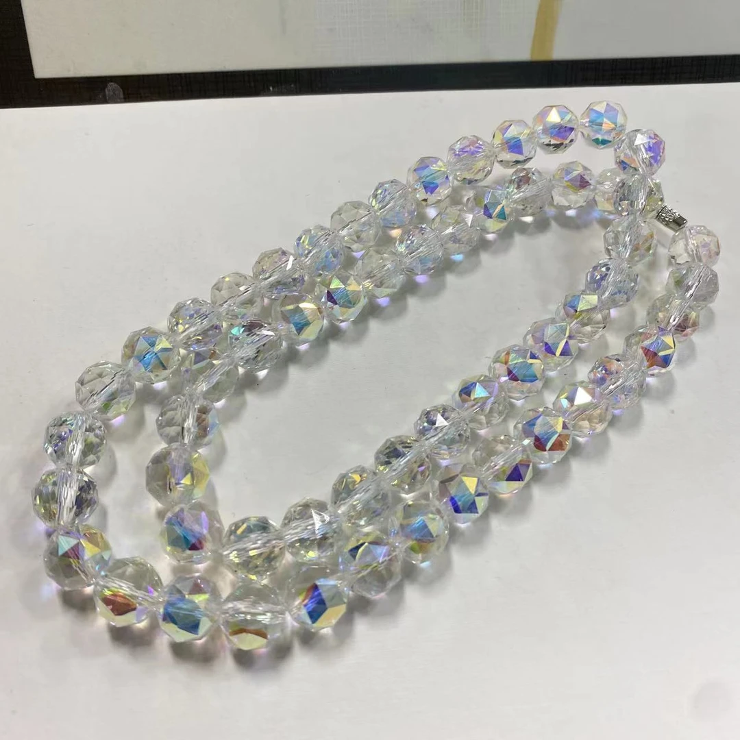 典藏亚当之星炫彩白玻陨钻面项链K11-12 节日送礼自戴 多样发