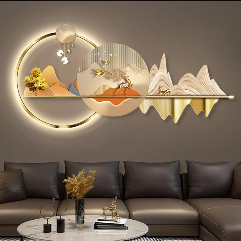 创意壁画轻奢精雕客厅装饰画时尚背有靠山沙发背景墙壁画艺术壁画