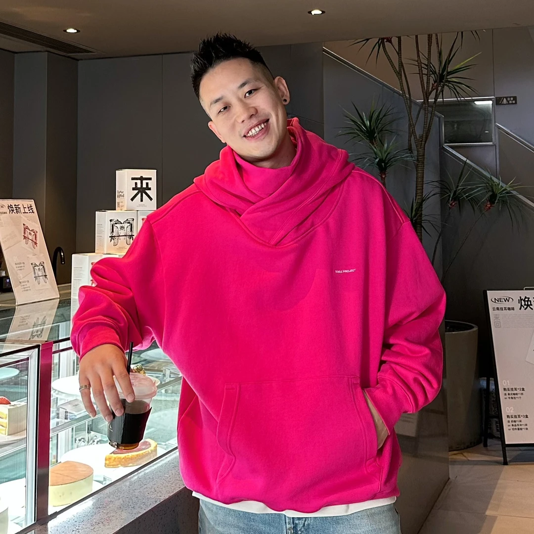 SQQZPROJECT美式潮流460g抓绒高领连帽长袖卫衣男装鸡米花工作室