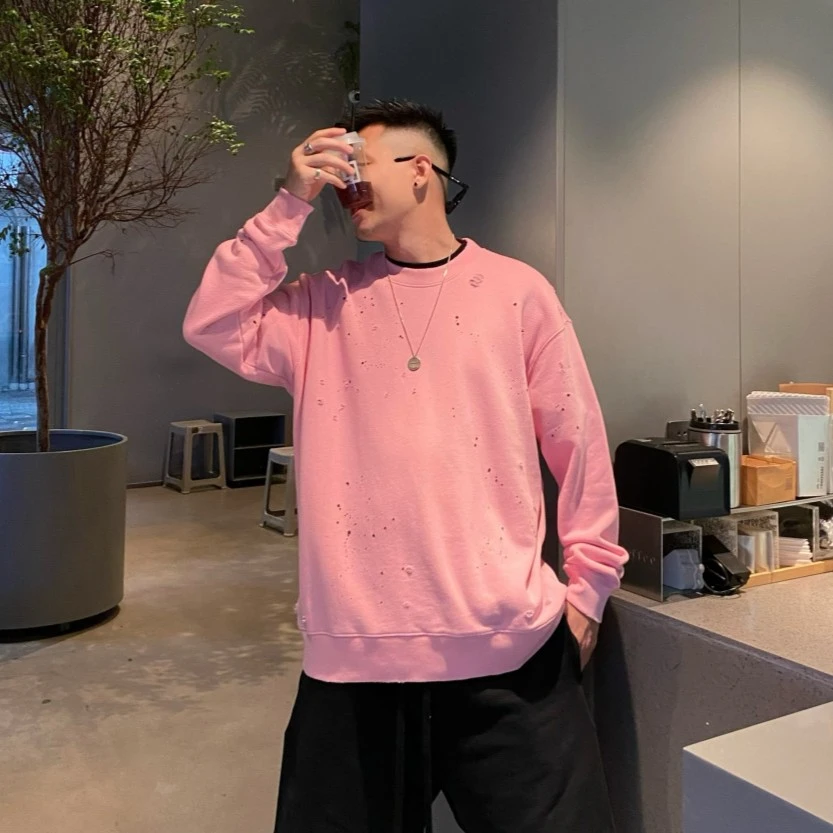 SQQZ PROJECT秋冬420g潮流泼墨设计宽松长袖卫衣男女同款鸡米花