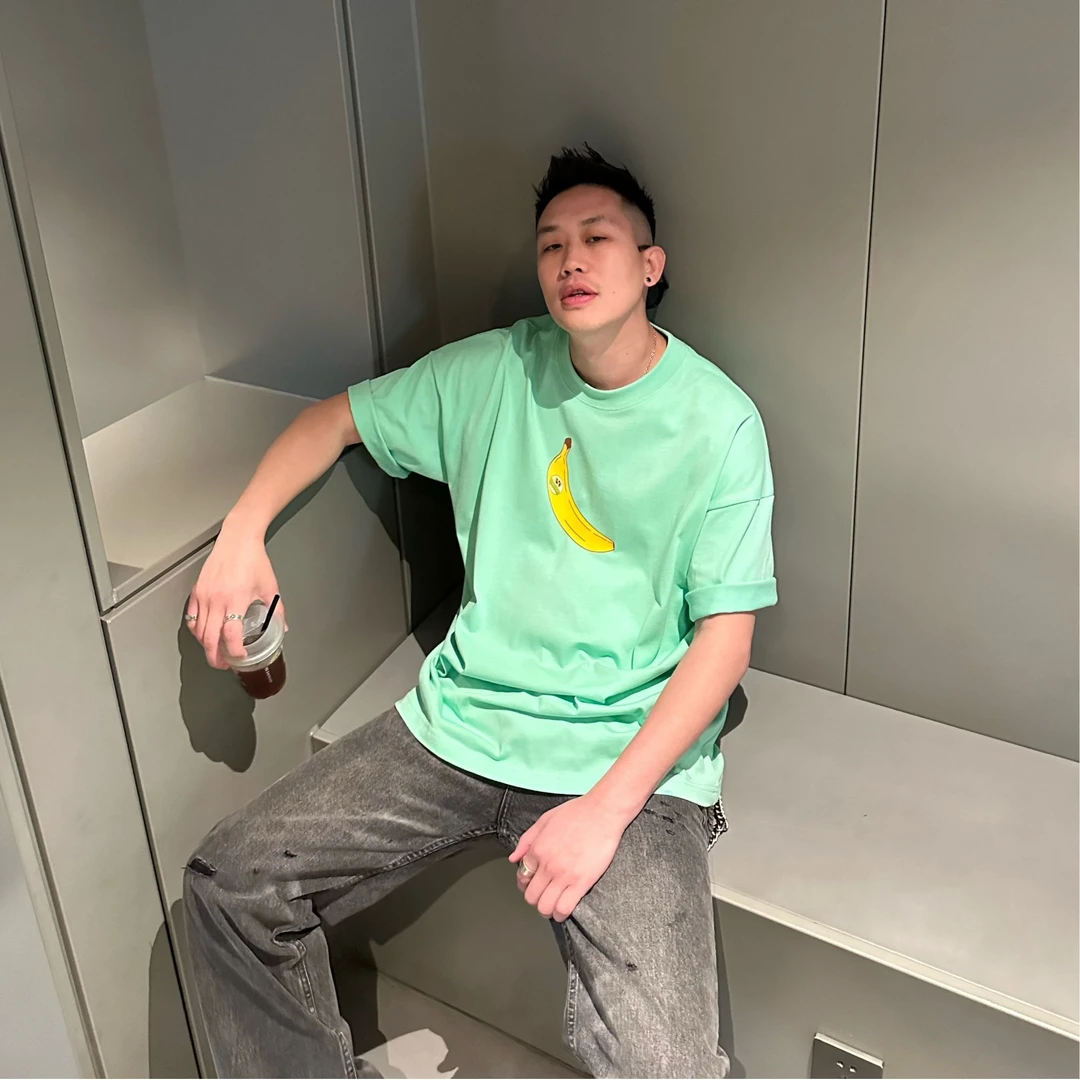 SQQZ PROJECT潮流宽松320g香蕉情侣夏季圆领半袖T恤百搭男士