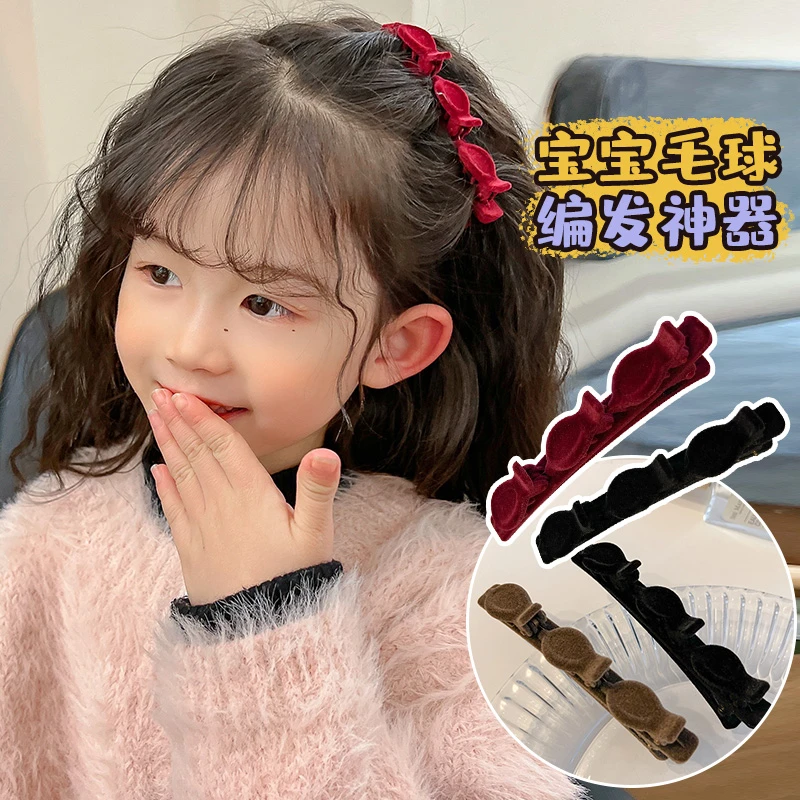 新年儿童红色编发发夹小女孩可爱碎发刘海夹女童宝宝过年发卡头饰