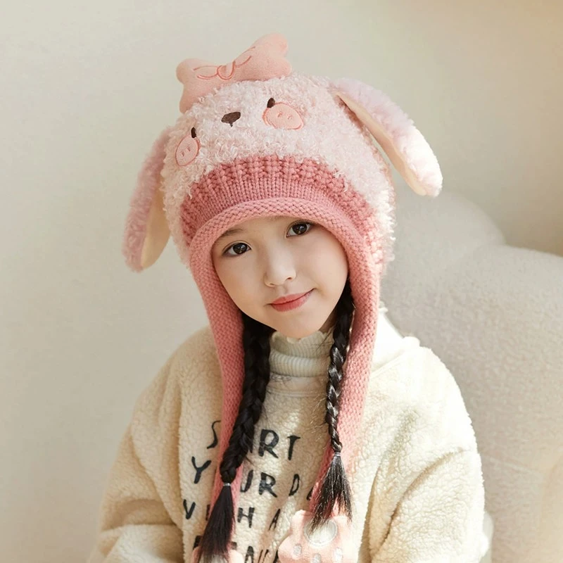宝宝帽子围巾一体韩版保暖男女童包头帽可爱超萌儿童毛绒护耳帽冬