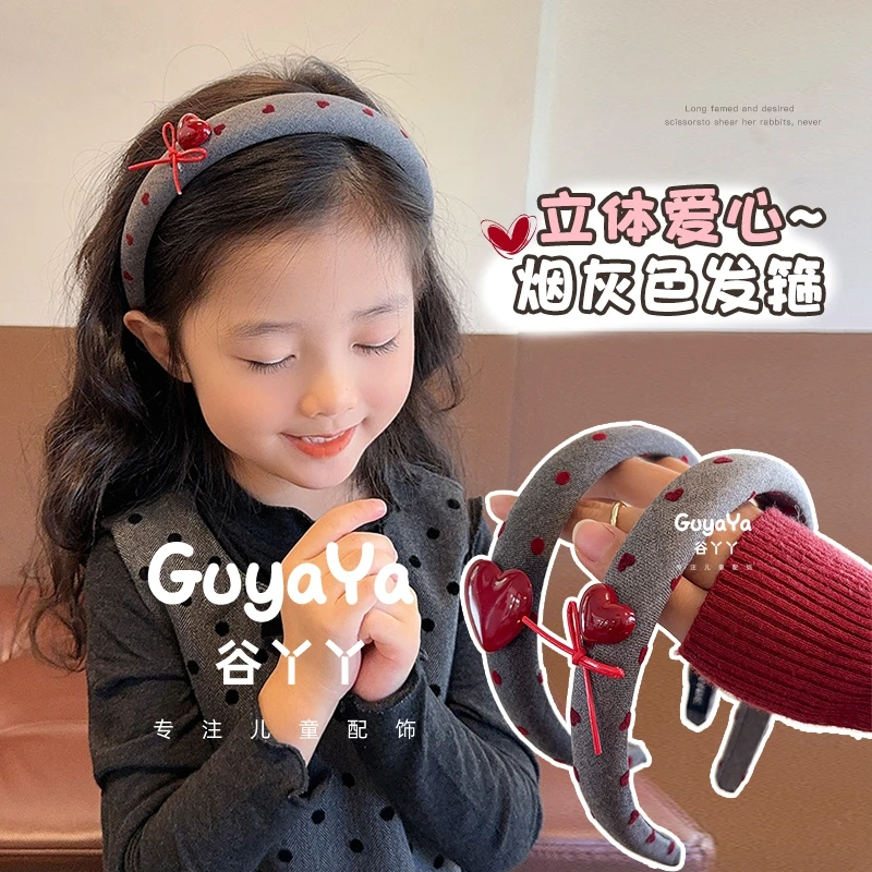 新款儿童秋冬波点发箍洗脸高级感发卡高颅顶发外出百搭头箍头饰