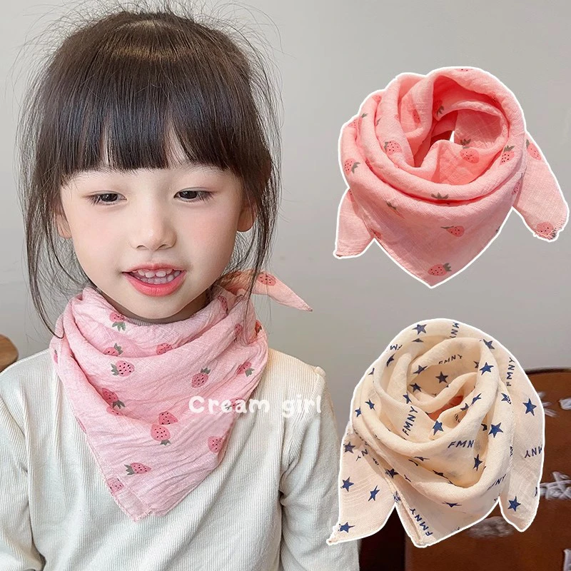秋冬薄款三角围巾儿童防风保暖围脖2024新款婴儿宝宝亲肤百搭方巾