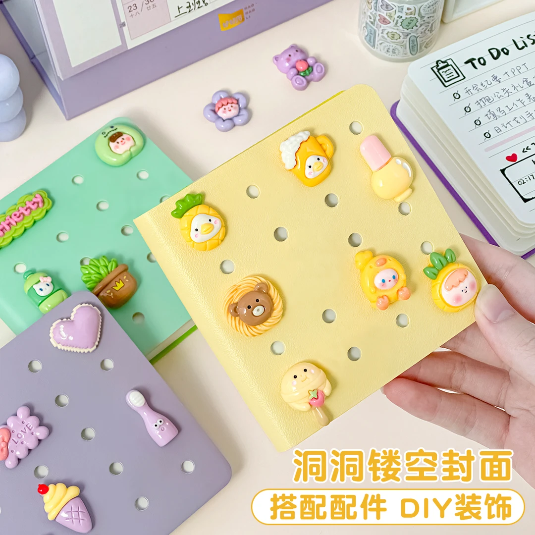三年二班 洞洞本皮面方形笔记本高颜值手账本方方本学生用记事本