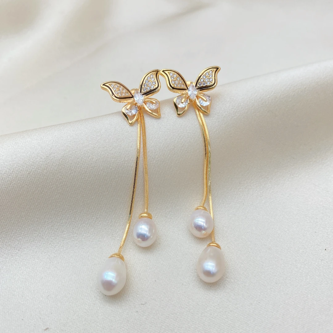 LH448【凤舞九天两戴珍珠耳环】两戴气质轻奢时尚百搭长款精致超仙