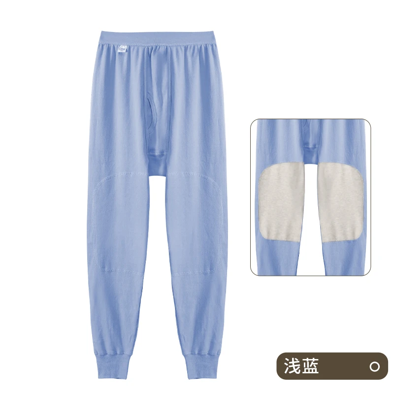 男士加厚保暖秋内穿裤纯棉春秋护膝带贴片宽松衬裤棉毛裤护膝