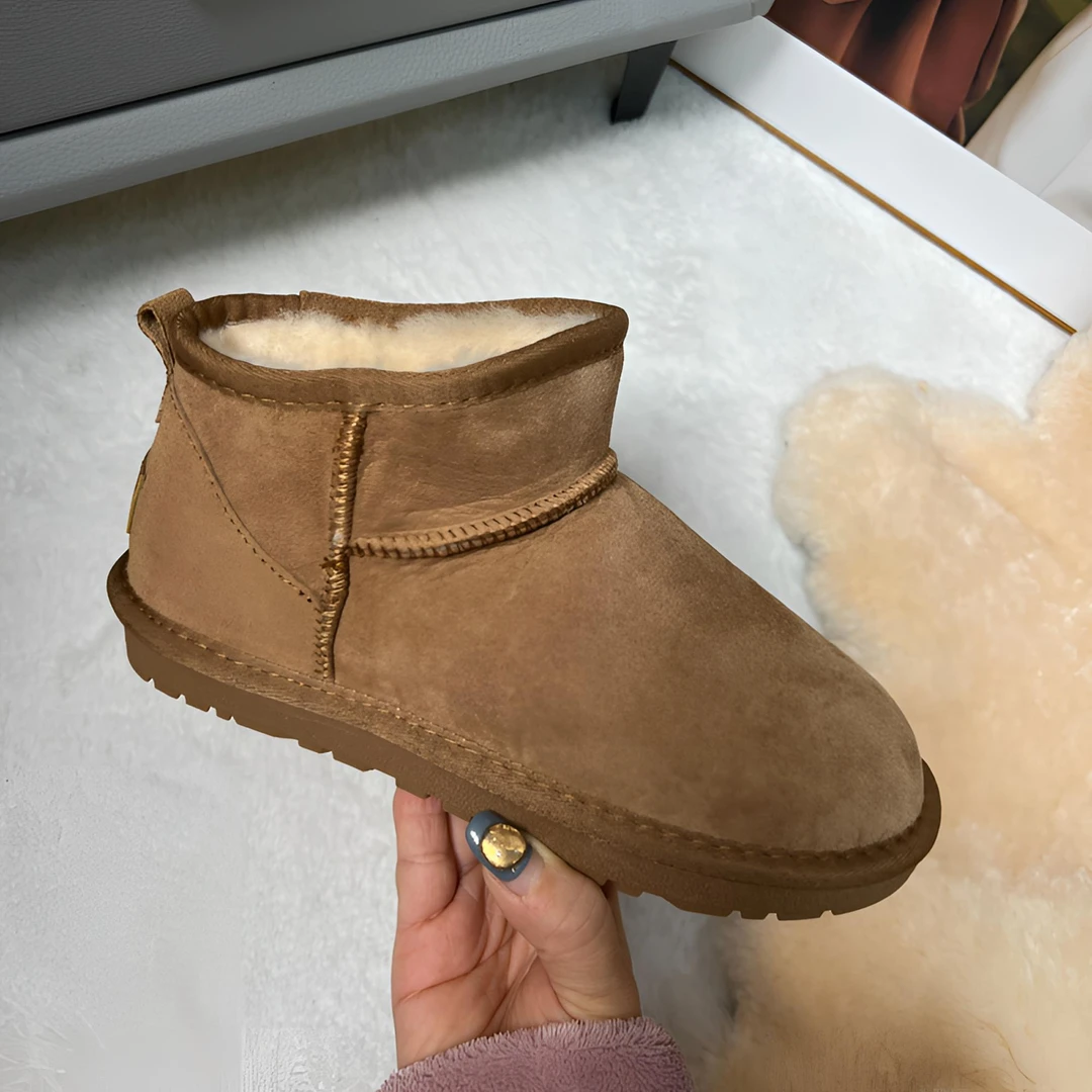 小丫【牛皮羊毛】2024时尚百搭冬雨款保休闲暖加厚软底女款雪地靴