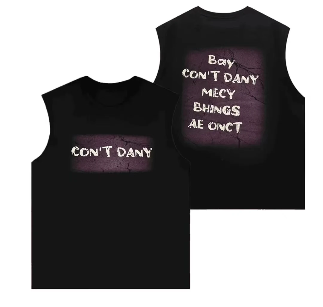 夏季新款情侣圆领纯棉直喷无袖宽松百搭T恤dany-7332YC