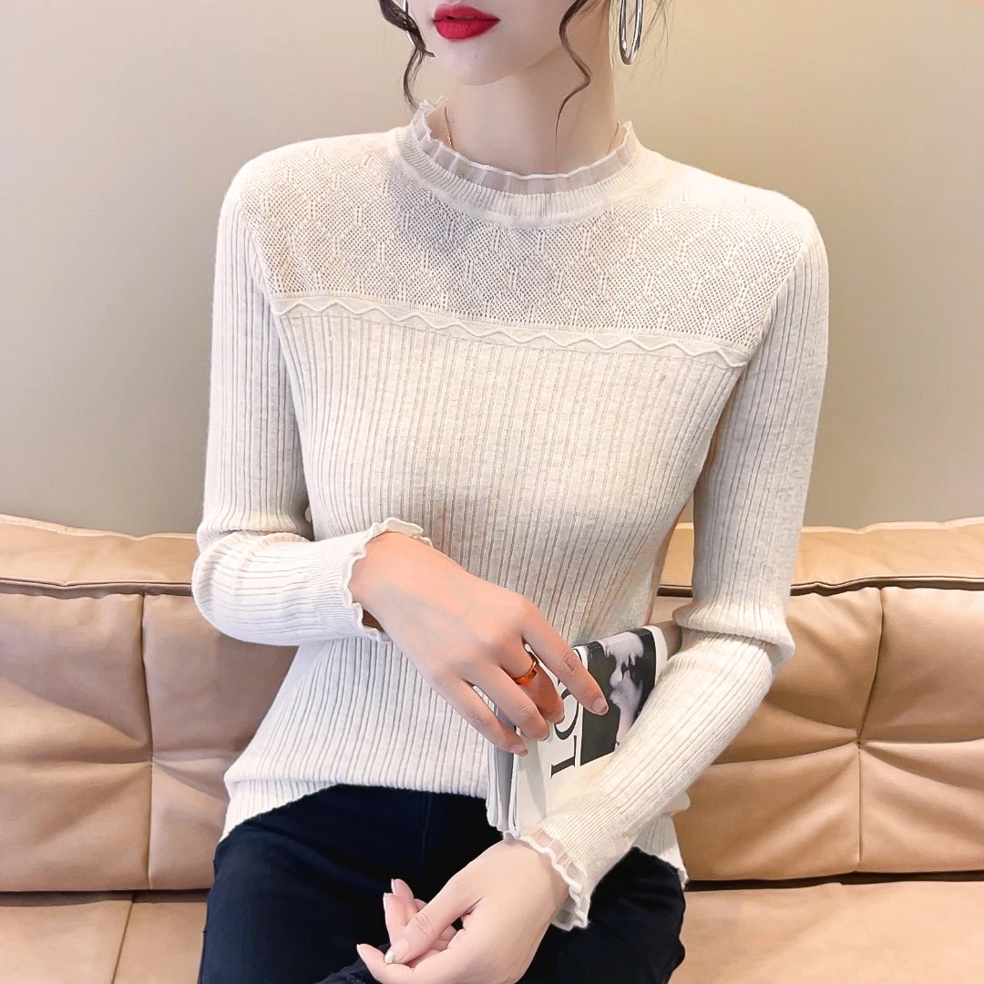 秋装圆领长袖针织衫毛衣新款洋气爆款打底衫女款爆款2025新款