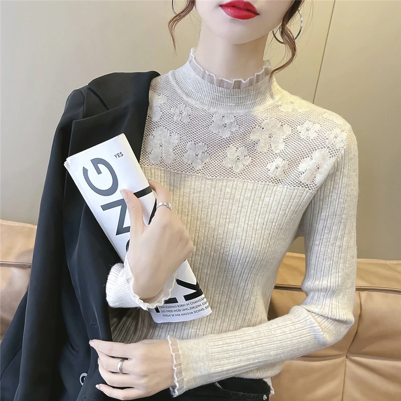 打底衫女款内搭春秋上衣爆款新款长袖针织衫洋气半高领毛衣外穿