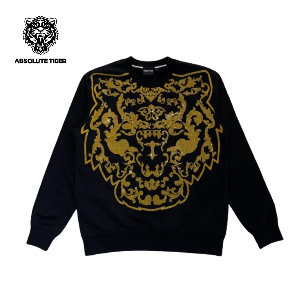 ABSOLUTE TIGER情侣全钻老虎头圆领刺绣卫衣潮牌痞帅轻奢男装男女