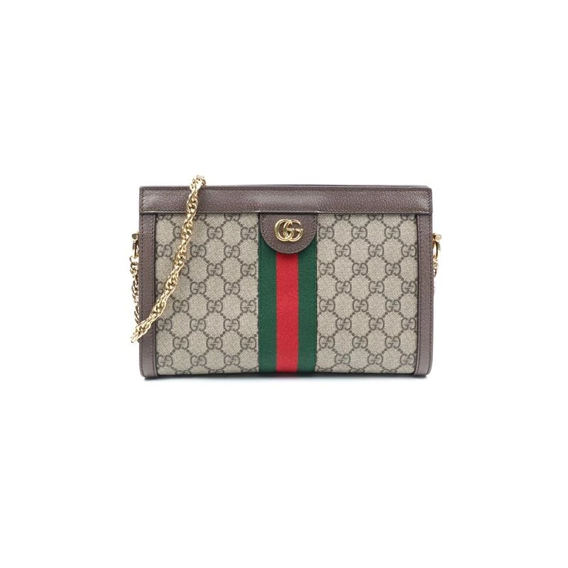 95新 GUCCI/古驰  Ophidia系列老花拼红绿条链条包H_ZY0000365544