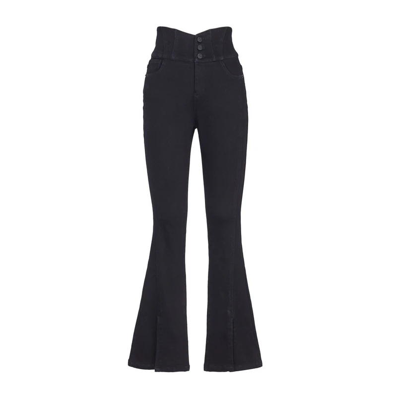 婉甸2024冬新品熔岩灰丹宁牛仔喇叭裤1234X02RX1