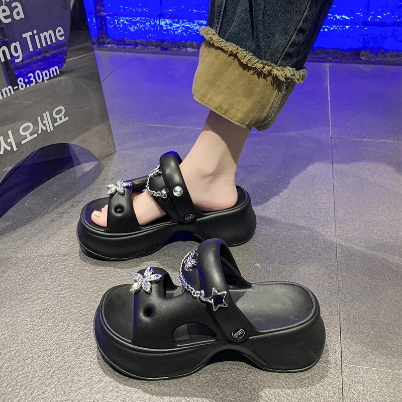 网红凉拖鞋夏季女外穿时尚2024年新款海边沙滩鞋厚底增高拖鞋女士