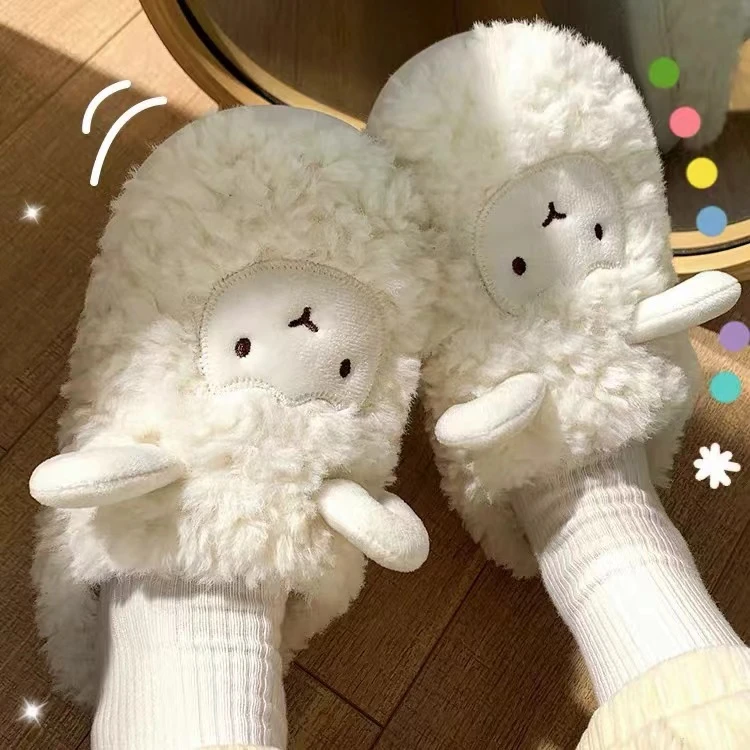 卡通棉拖鞋女冬季居家小羊学生室内家居可爱加绒保暖情侣棉鞋冬天