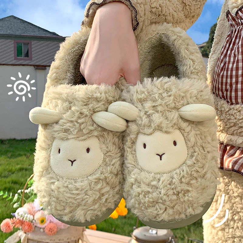 包跟棉拖鞋外穿女款冬季加绒可爱厚底毛毛绒月子产后棉鞋女士冬款