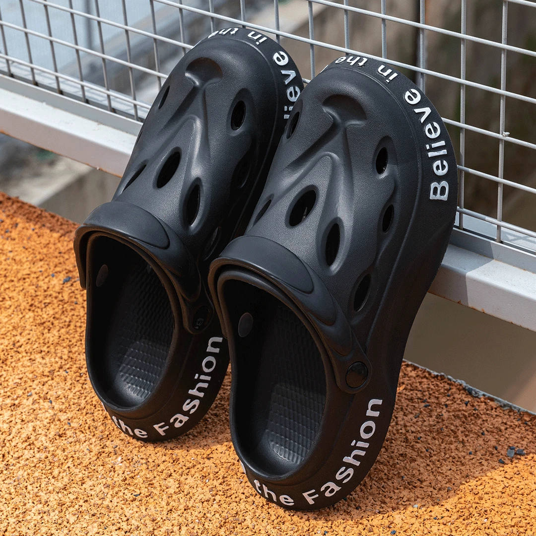 男士洞洞鞋夏天包头休闲软底居家舒缓外穿防滑沙滩海边凉拖鞋男款