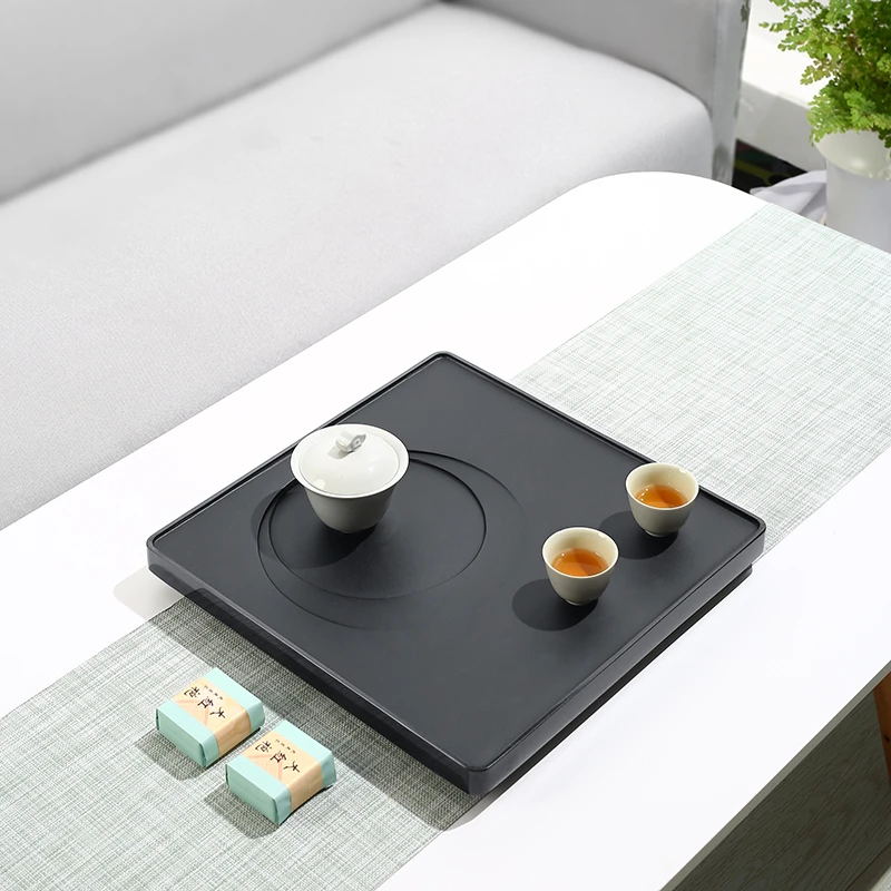 天然乌金石头茶盘简约家用创意中式小茶台客厅茶具泡茶