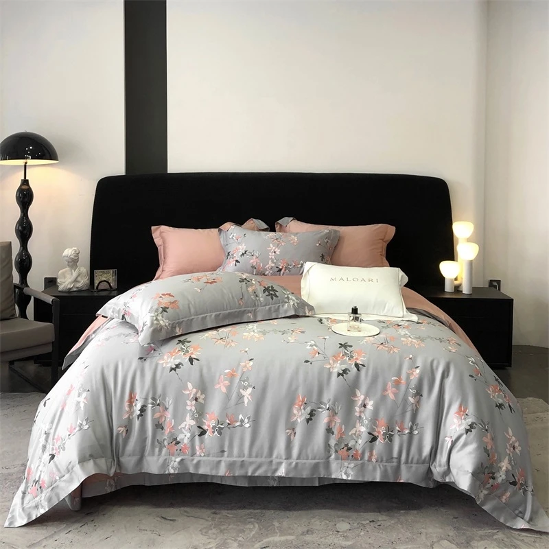 2024新款100S高级感数码印花床品100支长绒棉轻奢时尚绣花小清新