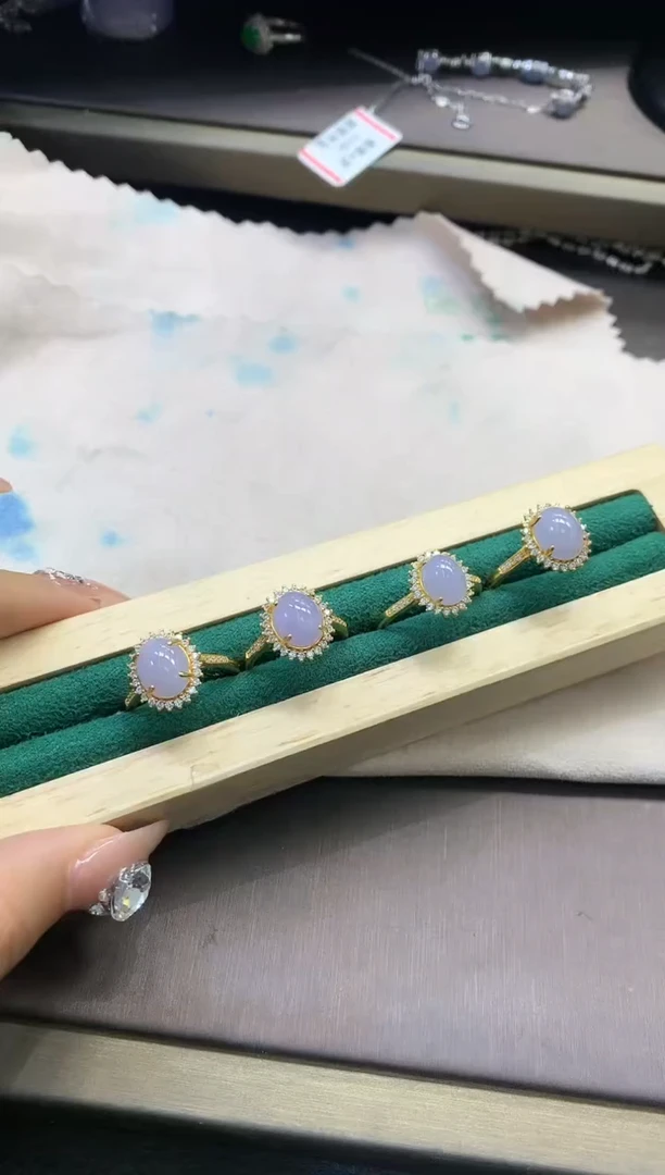 【闪购商品】翡翠颈饰银S925镶嵌戒指【多样性发其一】