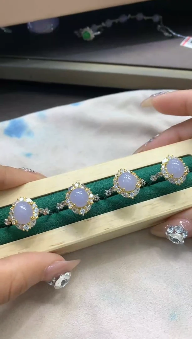 【闪购商品】翡翠颈饰银S925镀金镶嵌戒指【多样性发其一】