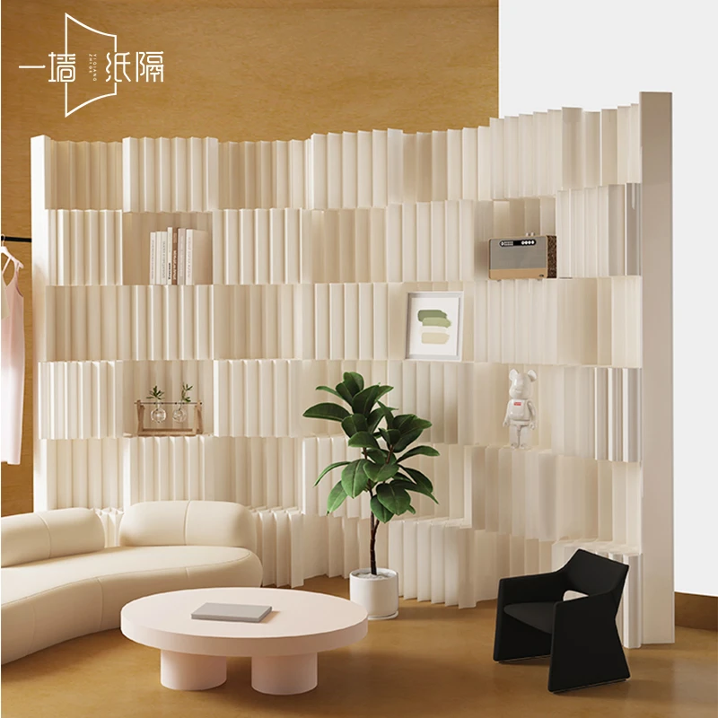 屏风隔断纸凹凸折叠移动纸屏风办公室客厅挡板分隔创意直播背景墙