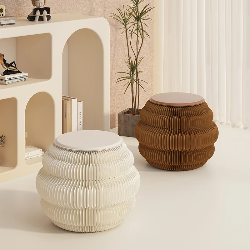 折叠凳牛皮纸凳圆凳家用换鞋凳矮凳便携可收纳挤公交地铁神器北欧