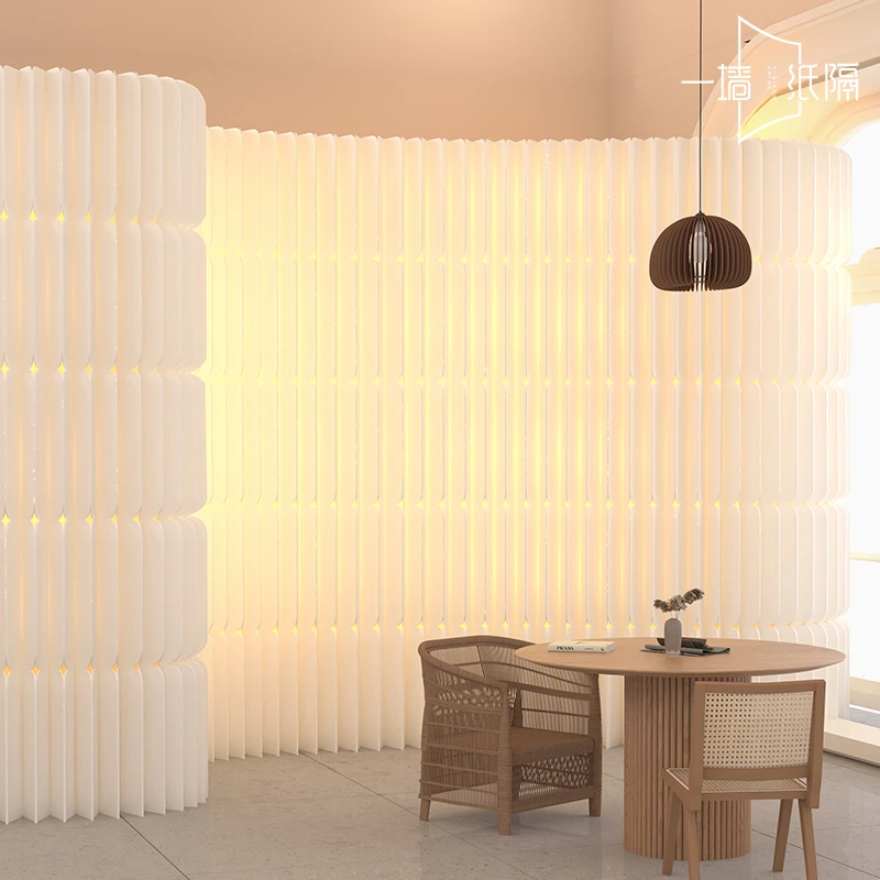 纸墙发光屏风隔断客厅玄关办公室房间卧室折叠移动直播间背景墙