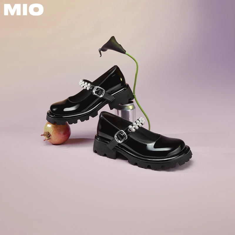 任敏同款【星光舞曲】MIO玛丽珍鞋闪钻一字带厚底单鞋 M241432614