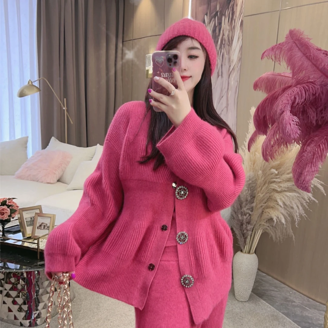 【独宠轻奢女装】冬日甜美高定系列高级五角星钻扣收腰时尚开衫外套