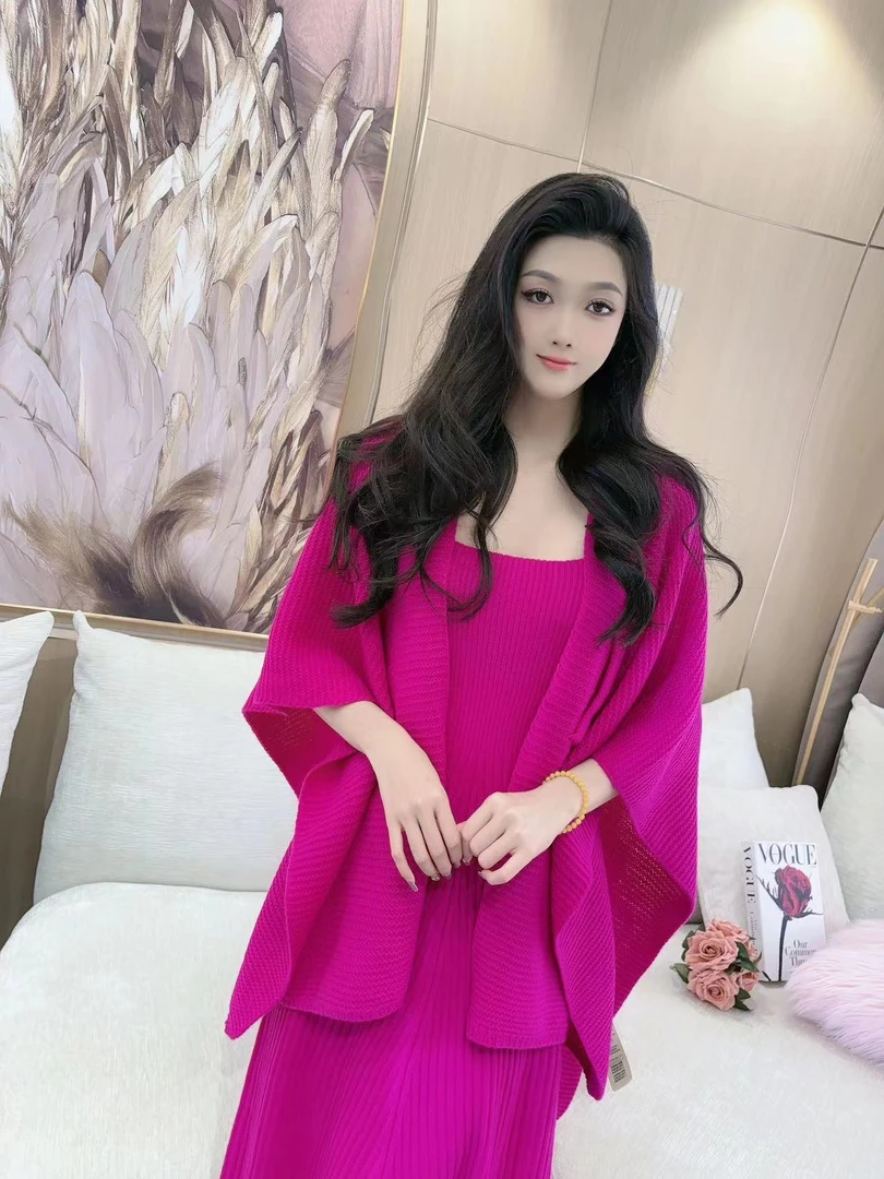 独宠【山扶晚月】气质针织时尚百搭春夏红色加厚保暖披肩