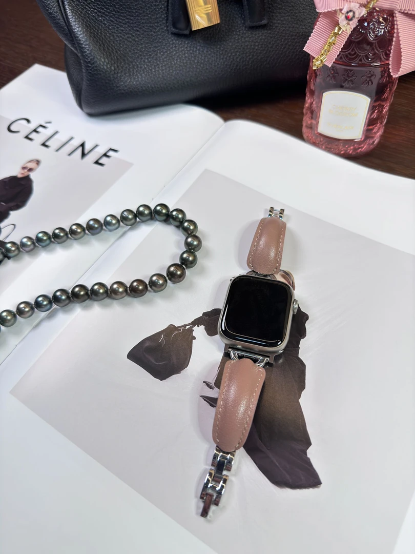 流光质感小香风手镯式链条款iwatch表带适用苹果Watch3-9代S7-S10