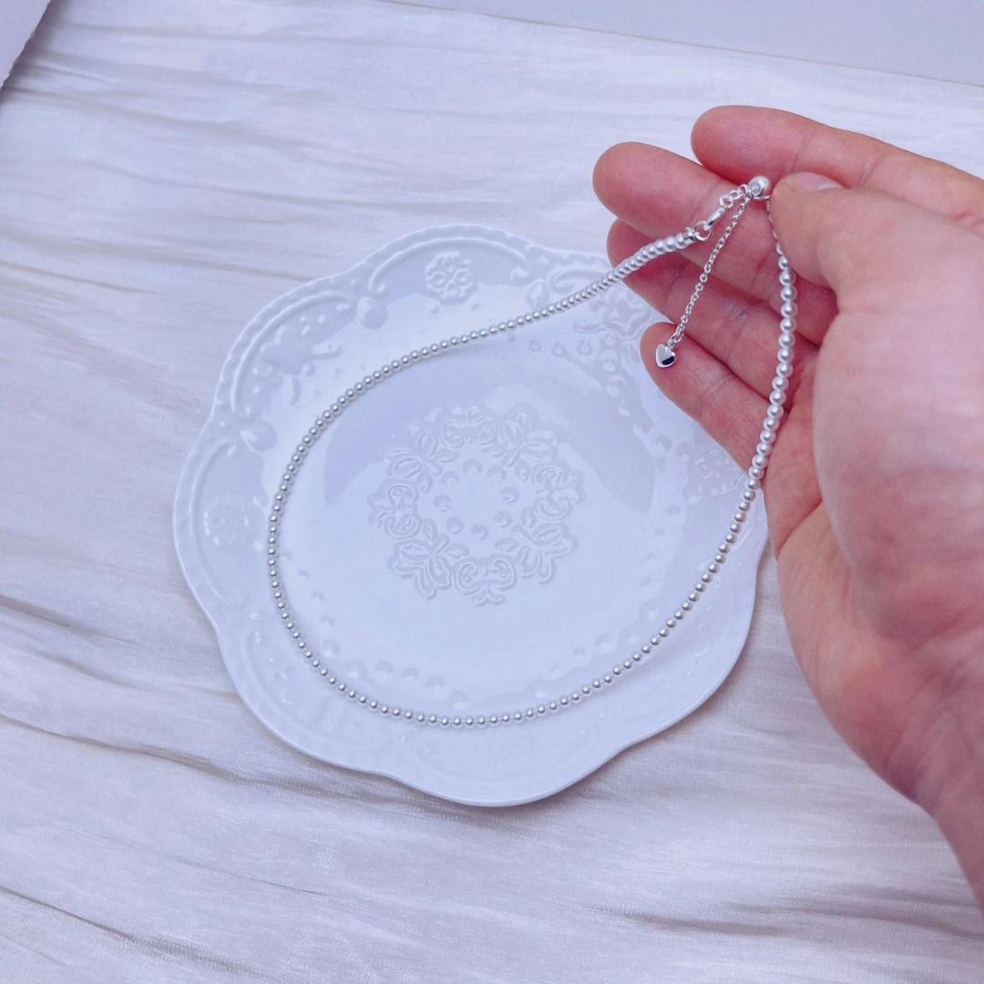 链子925银 精致款2-3mm冷光白施家小米珠时尚百搭