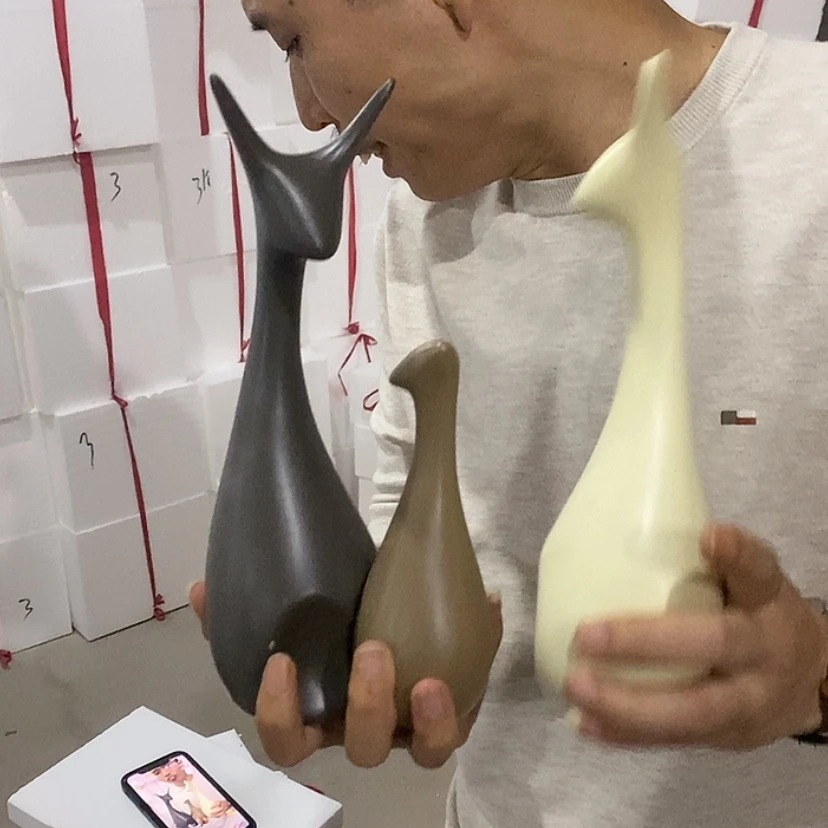 【闪购商品】陶瓷摆件北欧三口鹿微瑕