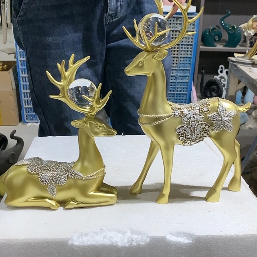 【闪购商品】密胺摆件金色梅花鹿