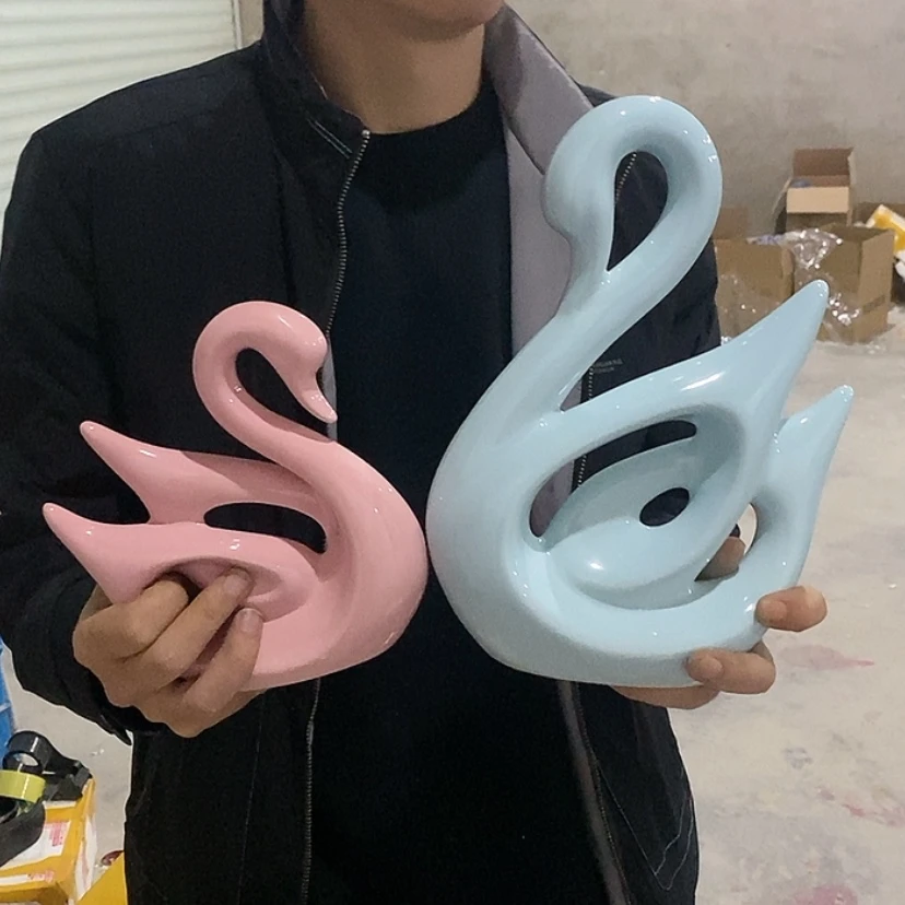【闪购商品】陶瓷摆件马卡龙情侣天鹅微瑕
