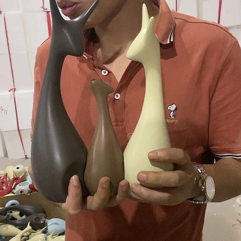 【闪购商品】陶瓷摆件北欧三口鹿微瑕