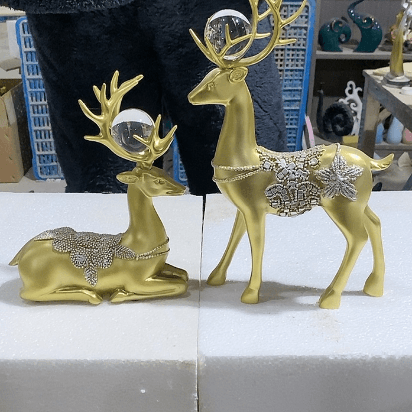 【闪购商品】密胺摆件金色梅花鹿